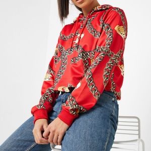 NWT Nike Red Sportswear Cropped Printed Hoodie